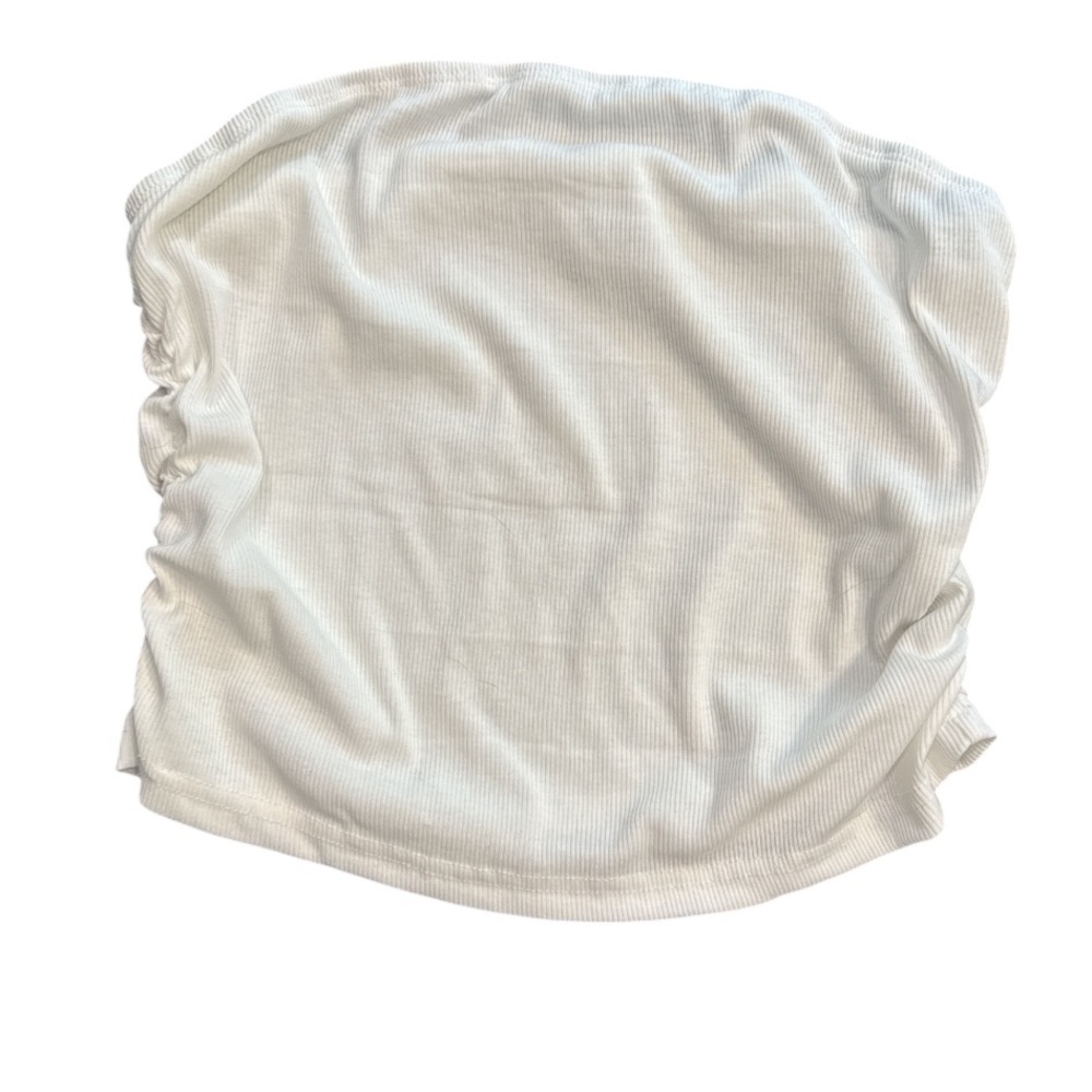 🟡 White Ribbed Tube Top Size Large
